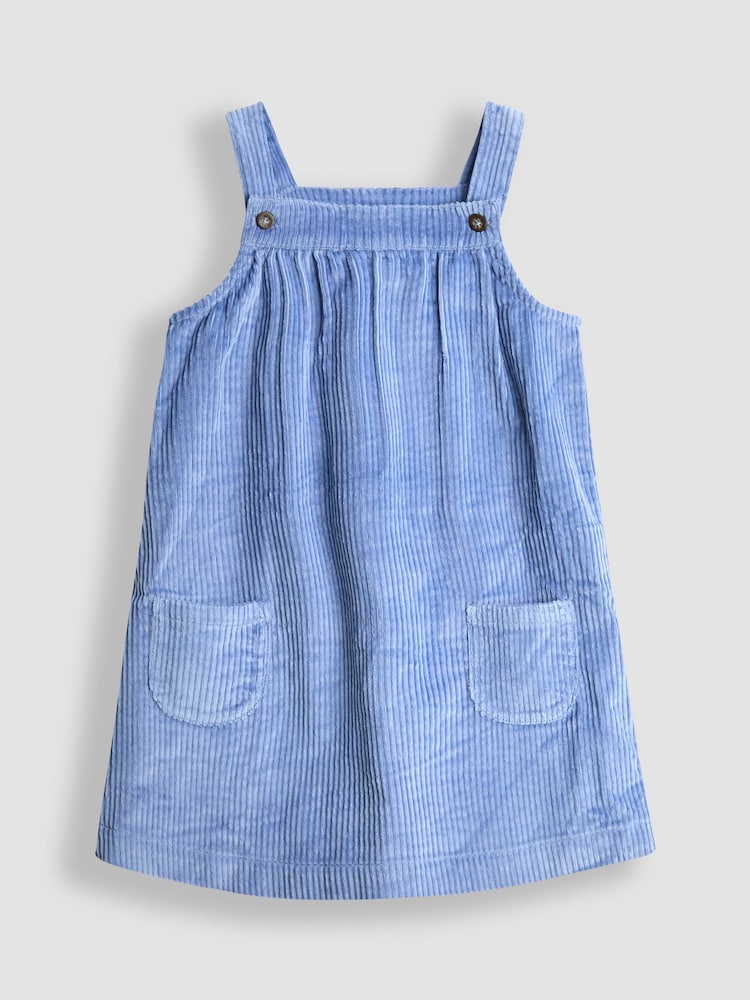 JoJo Maman Bébé Denim Blue Cord Pinafore Dress & Pretty Collar Top Set - Image 2 of 8 JoJo Maman Bébé Denim Blue Cord Pinafore Dress & Pretty Collar Top Set - Image 2 of 8