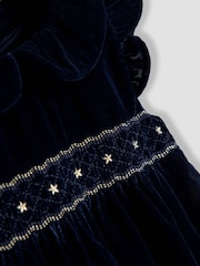JoJo Maman Bébé Navy Blue Velvet Baby Dress & Body Set - Image 3 of 6