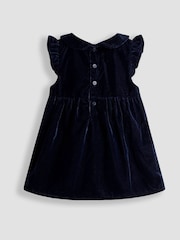 JoJo Maman Bébé Navy Blue Velvet Baby Dress & Body Set - Image 4 of 6