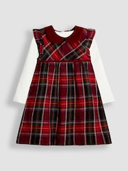 JoJo Maman Bébé Red Tartan Baby Dress & Body Set - Image 1 of 6