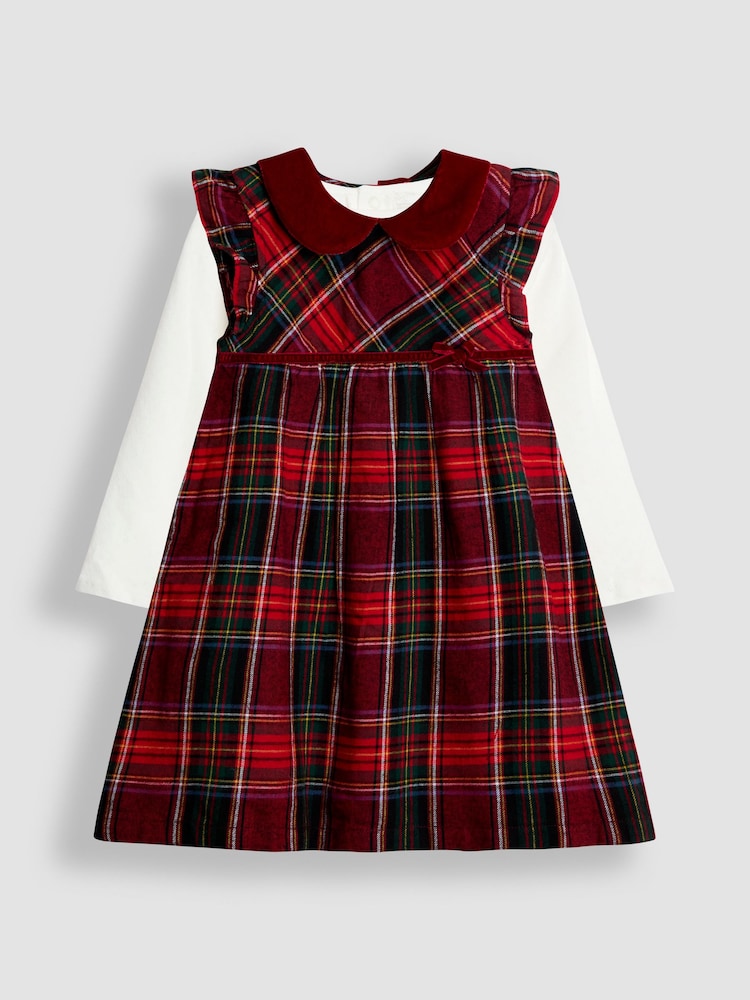 JoJo Maman Bébé Red Tartan Baby Dress & Body Set - Image 1 of 6