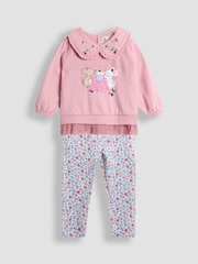 JoJo Maman Bébé Pink Light Appliqué Tulle Sweatshirt & Legging Set - Image 1 of 7