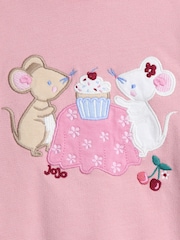 JoJo Maman Bébé Pink Light Appliqué Tulle Sweatshirt & Legging Set - Image 6 of 7