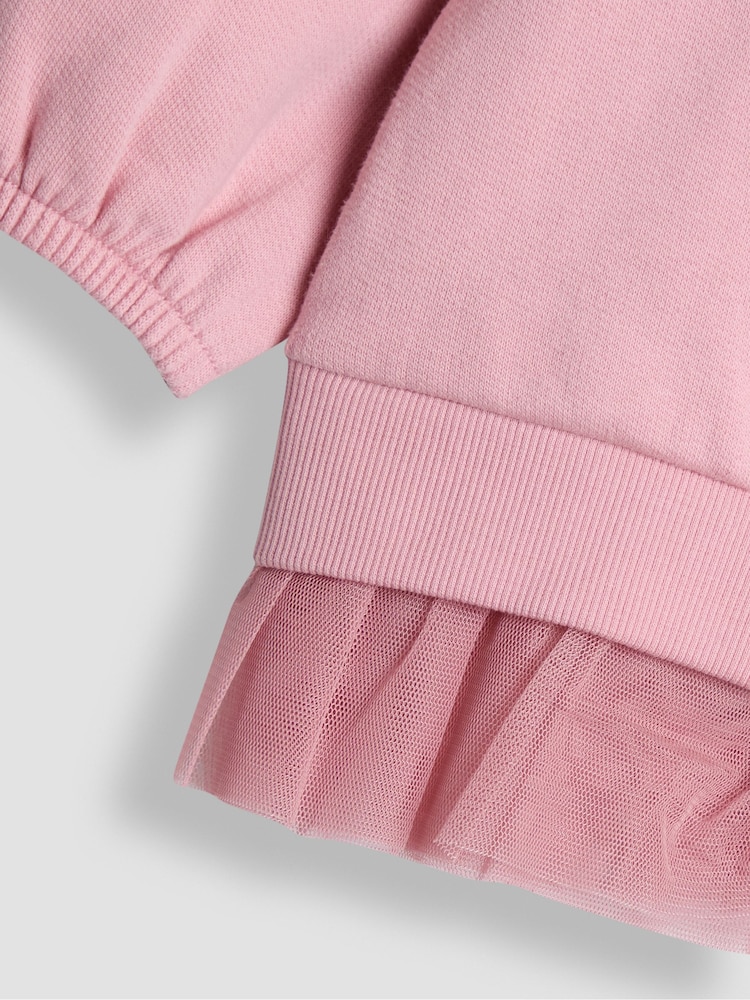 JoJo Maman Bébé Pink Light Appliqué Tulle Sweatshirt & Legging Set - Image 7 of 7