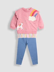 JoJo Maman Bébé Dark Pink Appliqué Tulle Sweatshirt & Legging Set - Image 1 of 7