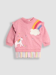 JoJo Maman Bébé Dark Pink Appliqué Tulle Sweatshirt & Legging Set - Image 2 of 7