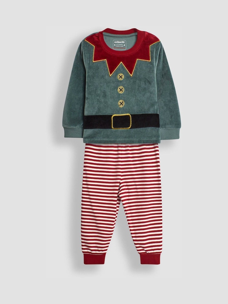 JoJo Maman Bébé Red Christmas Elf Jersey Pyjamas - Image 1 of 5 JoJo Maman Bébé Red Christmas Elf Jersey Pyjamas - Image 1 of 5