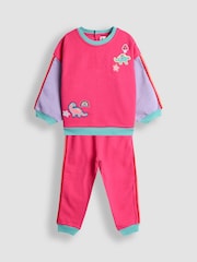 JoJo Maman Bébé Fucshia Dino Sweatshirt & Joggers Set - Image 1 of 7