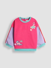 JoJo Maman Bébé Fucshia Dino Sweatshirt & Joggers Set - Image 2 of 7