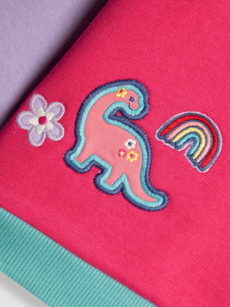 JoJo Maman Bébé Fucshia Dino Sweatshirt & Joggers Set - Image 7 of 7