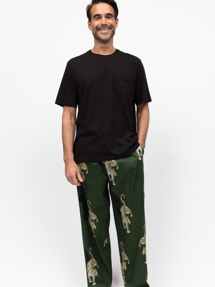Cyberjammies Green Mens Printed Pyjama Bottoms and Solid Jersey T-Shirt - Image 1 of 3 Cyberjammies Green Mens Printed Pyjama Bottoms and Solid Jersey T-Shirt - Image 1 of 3