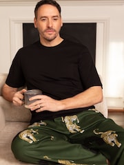 Cyberjammies Green Mens Printed Pyjama Bottoms and Solid Jersey T-Shirt - Image 3 of 3