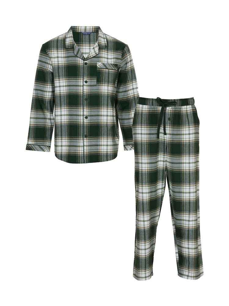 Cyberjammies Mens 100% Cotton Check Long Sleeve Pyjamas Set - Bild 4 von 4