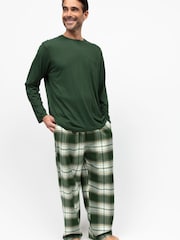 Cyberjammies Check Pyjama Bottoms and Solid Jersey T-Shirt - Bild 2 von 4