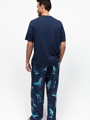 Cyberjammies Blue Mens Printed Pyjamas Bottoms and Solid Jersey T-Shirt - Image 2 of 3