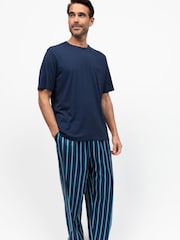 Cyberjammies Blue Mens Printed Pyjama Bottoms and Solid Jersey T-Shirt - Image 1 of 3