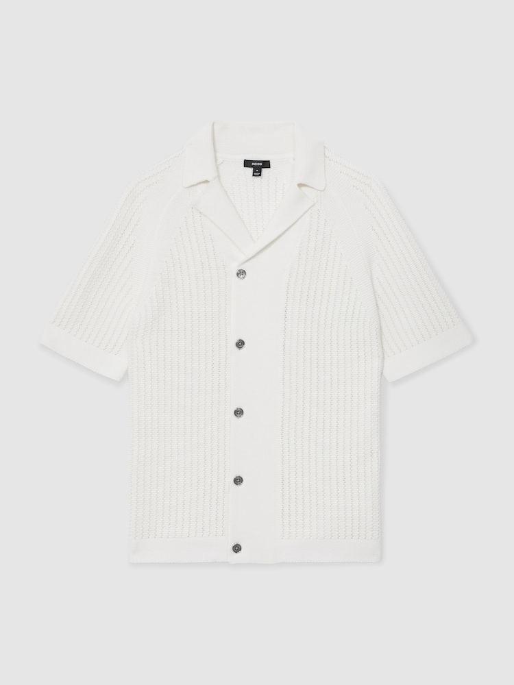 Weiß - Reiss Alphonso Cotton Textured-Knit Cuban-Collar Shirt - Bild 2 von 6