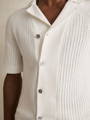 Weiß - Reiss Alphonso Cotton Textured-Knit Cuban-Collar Shirt - Bild 4 von 6