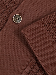 TABAKBRAUN - Reiss Alphonso Cotton Textured-Knit Cuban-Collar Shirt - Bild 6 von 6