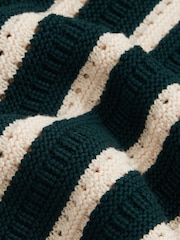 Reiss Dark Teal Green/Ecru Duncan Cotton Blend Stripe Knit Polo Shirt - Image 5 of 5