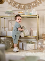 Mamas & Papas Green Patch Pocket 100% Cotton Shirt and Shorts Set - Image 1 of 5