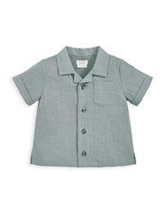 Mamas & Papas Green Patch Pocket 100% Cotton Shirt and Shorts Set - Image 5 of 5