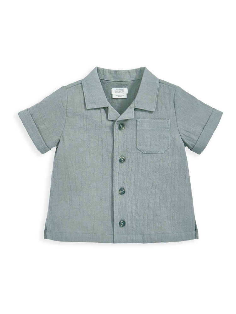 Mamas & Papas Green Patch Pocket 100% Cotton Shirt and Shorts Set - Image 5 of 5 Mamas & Papas Green Patch Pocket 100% Cotton Shirt and Shorts Set - Image 5 of 5
