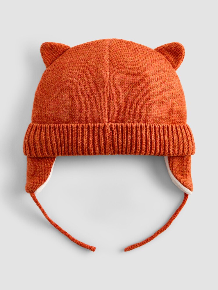 JoJo Maman Bébé Rust Orange Fox Appliqué Hat - Image 2 of 4