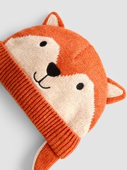 JoJo Maman Bébé Rust Orange Fox Appliqué Hat - Image 3 of 4