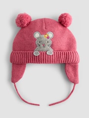 JoJo Maman Bébé Pink Mouse Appliqué Hat - Image 1 of 3