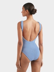 Hunza G Blue Square Neck Crinkle Swimsuit - Image 2 of 3