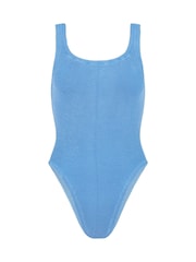 Hunza G Blue Square Neck Crinkle Swimsuit - Image 3 of 3