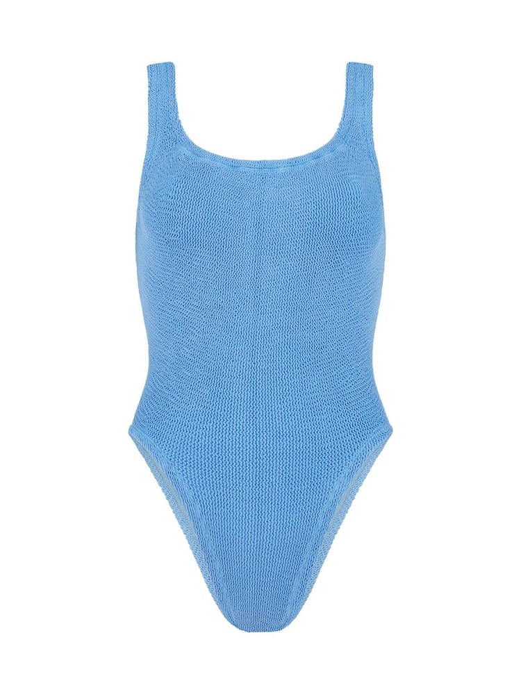 Hunza G Blue Square Neck Crinkle Swimsuit - Image 3 of 3