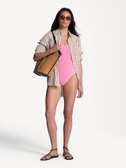 Hunza G Pink Square Neck Crinkle Swimsuit - Image 3 of 4