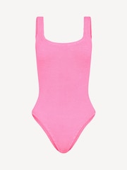Hunza G Pink Square Neck Crinkle Swimsuit - Image 4 of 4