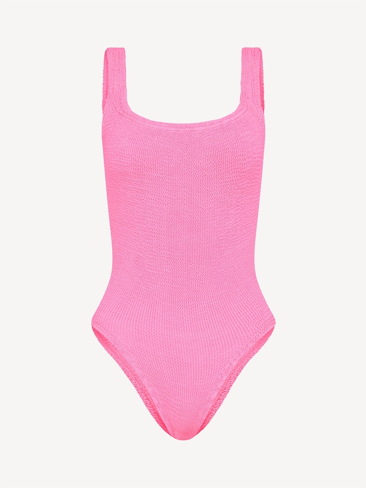Hunza G Pink Square Neck Crinkle Swimsuit - Image 4 of 4