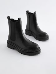 Schwarz - Chunky Chelsea Stiefel aus Leder - Bild 1 von 5