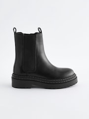 Schwarz - Chunky Chelsea Stiefel aus Leder - Bild 2 von 5