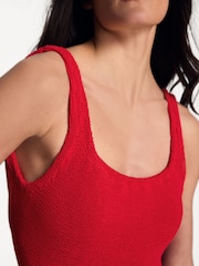 Hunza G Red Square Neck Crinkle Swimsuit - Image 4 of 5