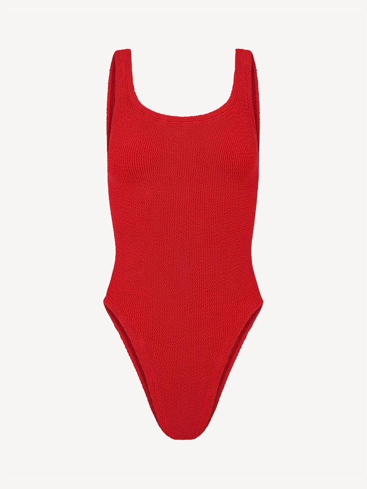 Hunza G Red Square Neck Crinkle Swimsuit - Image 5 of 5