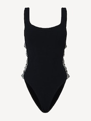 Hunza G Black Tiffany Gingham Bow Side Crinkle Swimsuit - Image 1 of 2