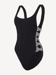 Hunza G Black Tiffany Gingham Bow Side Crinkle Swimsuit - Image 2 of 2