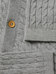Monsoon Grey Newborn 100% Cotton Cable Knit Romper and Hat Set - Image 3 of 3