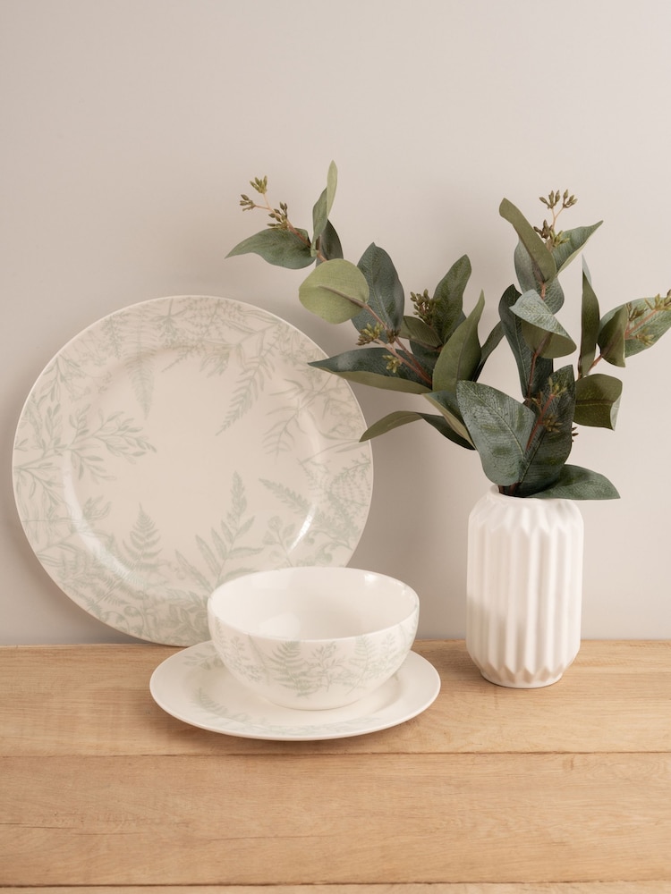 Mary Berry 12 Piece Green Botanical Dinner Set - Image 1 of 8