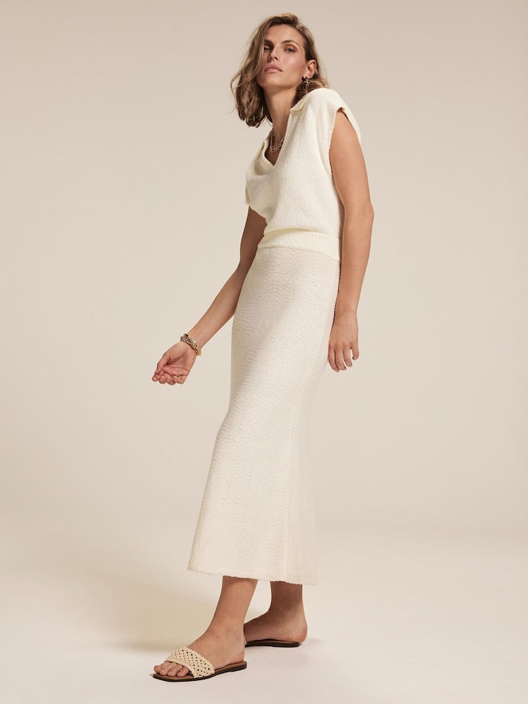 Mint Velvet White Textured Midi Dress - Image 1 of 8