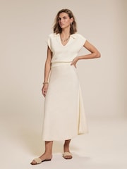 Mint Velvet White Textured Midi Dress - Image 6 of 8
