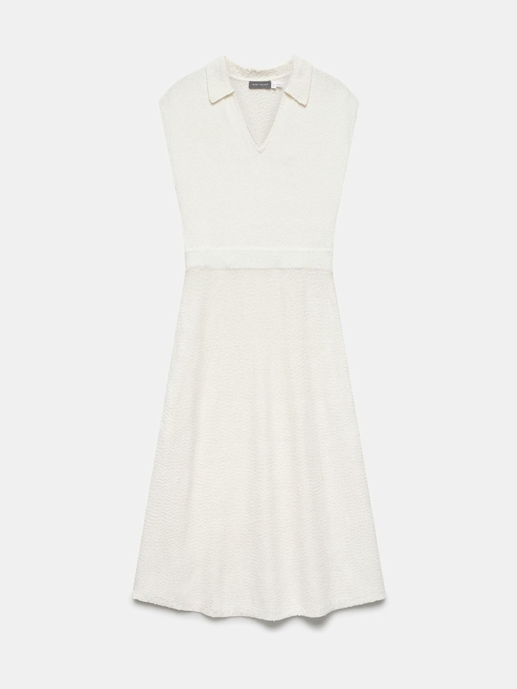 Mint Velvet White Textured Midi Dress - Image 7 of 8