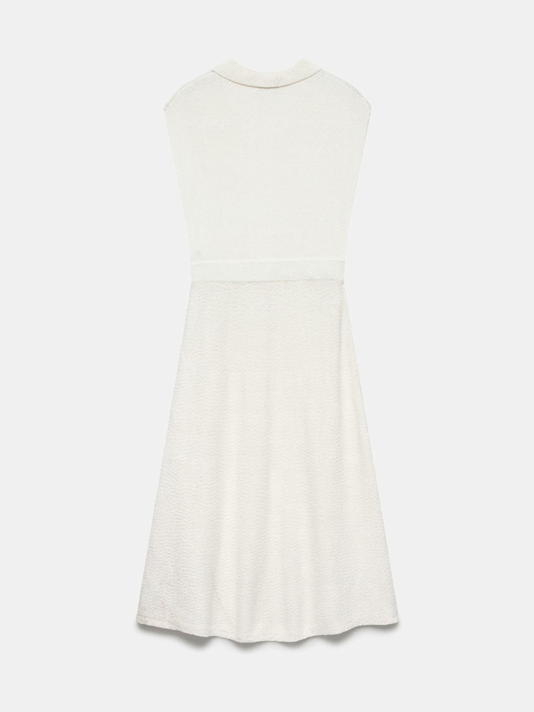 Mint Velvet White Textured Midi Dress - Image 8 of 8