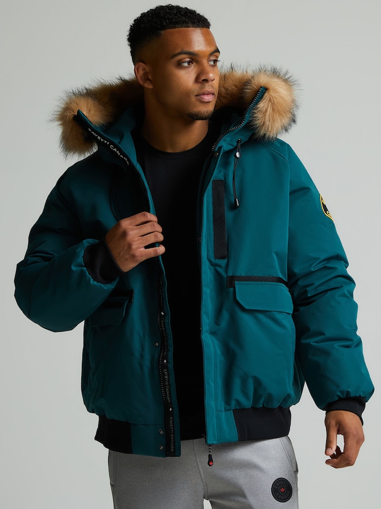 Zavetti Canada Blue Abelli 2.0 Hooded Bomber Jacket - Image 2 of 5 Zavetti Canada Blue Abelli 2.0 Hooded Bomber Jacket - Image 2 of 5