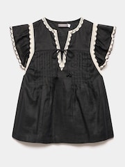 Mint Velvet Black Cap Sleeve Blouse - Image 7 of 8